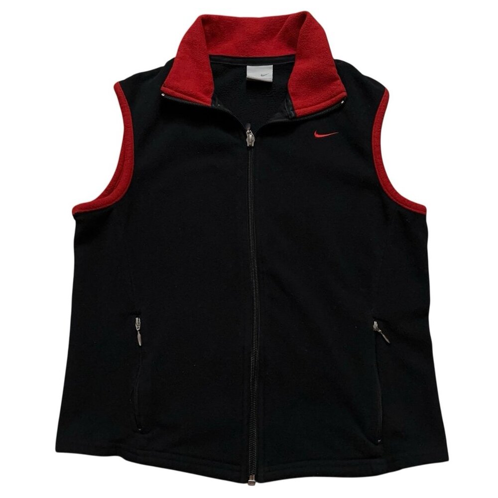 Nike Vest Boys Size S 4-6 Full-Zip Sweater Fleece Polartec Black Vintage Y2K